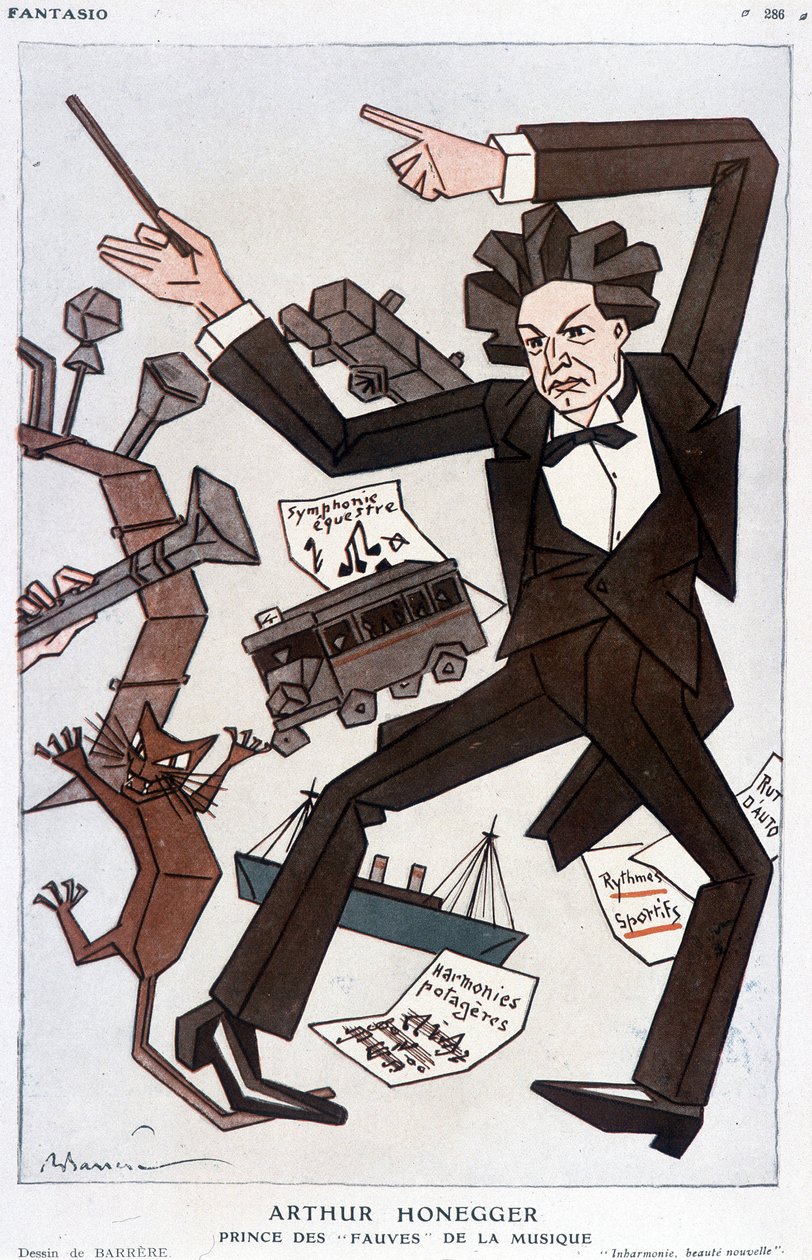 Tegnefilm af Arthur Honegger "Prince of the Fauves of Music"", schweizisk komponist (1892-1955) - af Barrère, i "" Fantasio""" fra 01/01/1930 af Adrien Barrere
