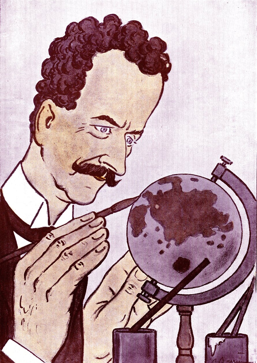 Sarjakuva Philippe Berthelot (1866-1934), ranskalainen poliitikko ja diplomaatti - piirros Adrien Barrere (1877-1931) Fantasiosta af Adrien Barrere