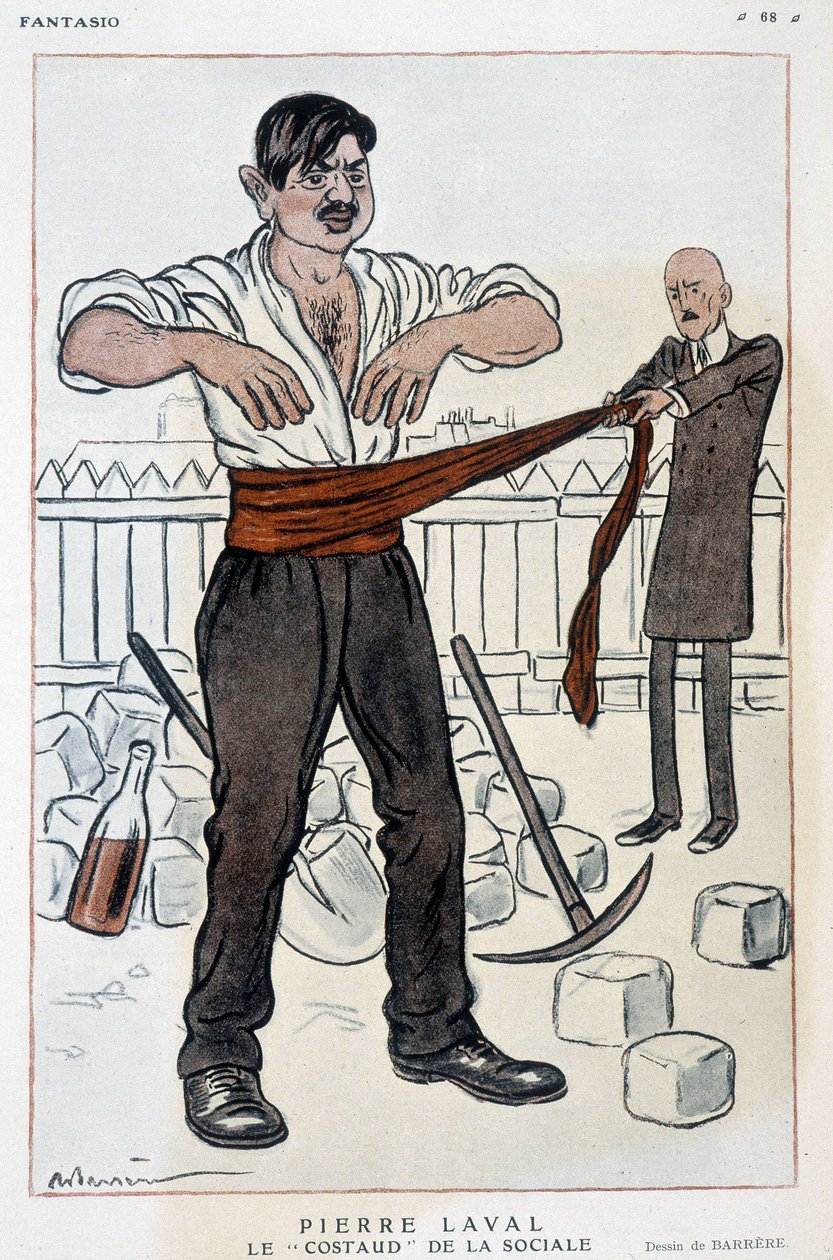 Tegneserie af Pierre Laval, den stærke sociale - Illustration af Adrien Barrere (1877-1931) i Fantasio fra 01/09/1925 af Adrien Barrere