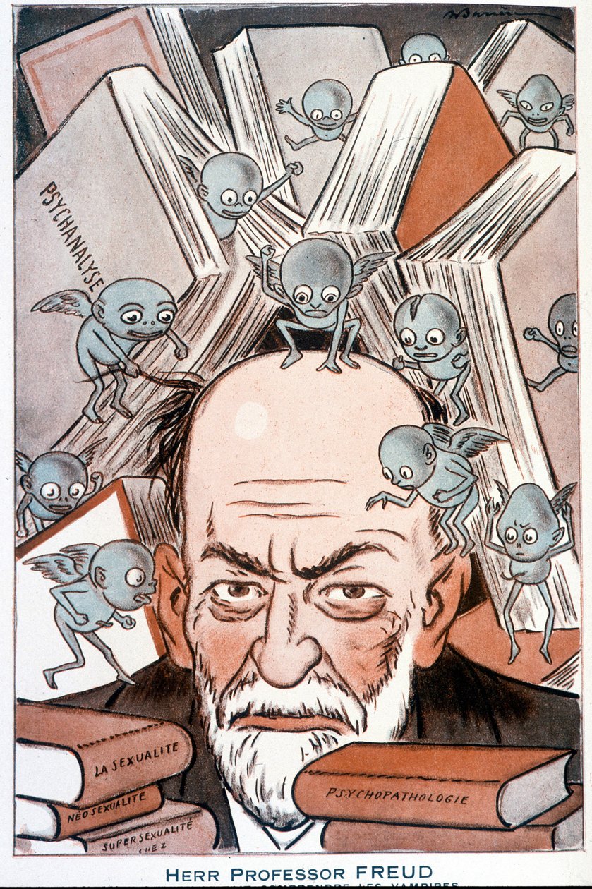 Tegnefilm af Sigmund Freud "" Den, der får vampyrer til at forstå""" - Illustration af Adrien Barrere (1877-1931) i "" Fantasio""" af 15/05/1931 af Adrien Barrere