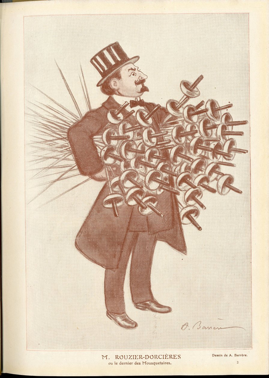 Fantasio, ca. 1912_4_1 - Illustration af A Barrere (1874-1931): Fægtning - Rouzier Dorcieres af Adrien Barrere