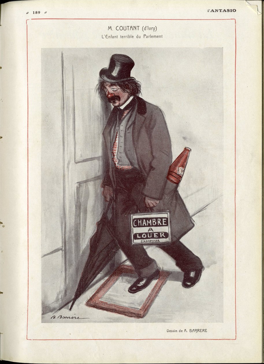 Illustration af A Barrere (1874-1931) i "" Fantasio""" - Tjek datoer - Coutant Jules af Adrien Barrere
