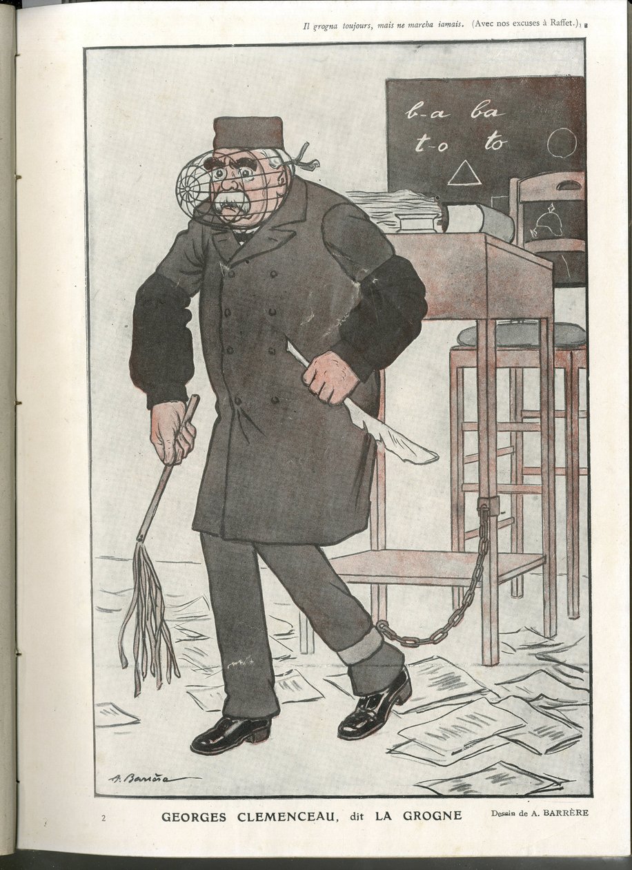 Illustration af A Barrere (1874-1931) i "Fantasio"", 01/05/16 - Georges Clemenceau, dit La Grogne - 14. -18. krig, Censur - Clemenceau George af Adrien Barrere