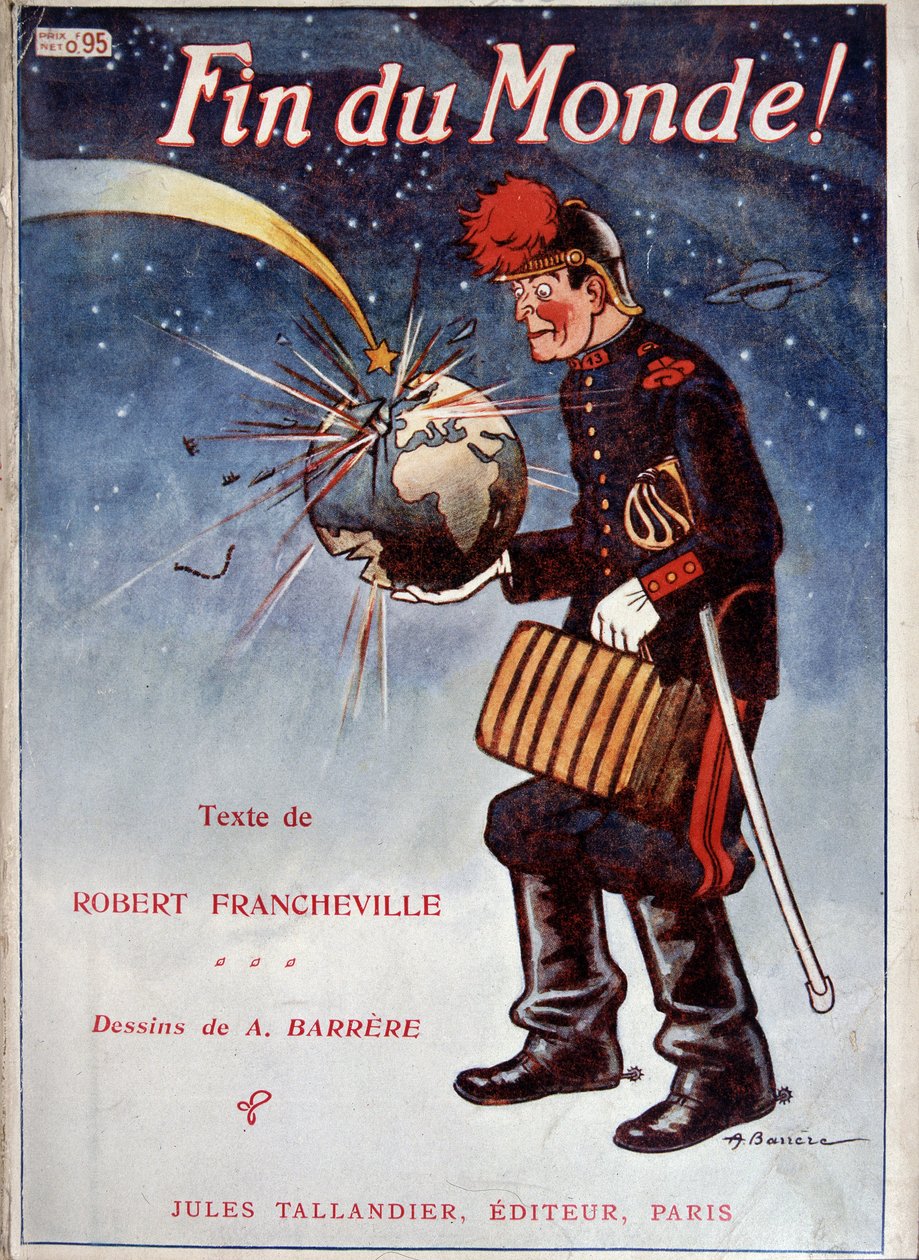 La terre ramt af en komet - Omslag til bogen "" End of the world "" af Francheville, ill. af A. Barrere, Tallandier af Adrien Barrere