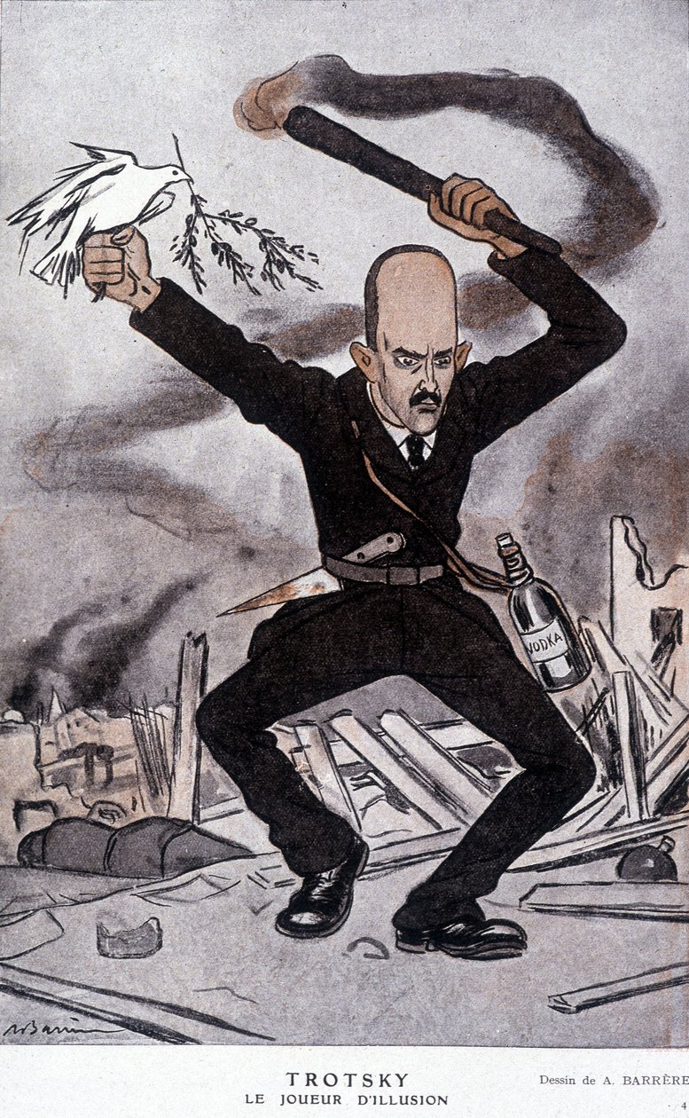 Leon Trotsky (Trotsky) (1879-1940), illusionsspilleren - tegneserie af Barrère, i "" Fantasio"" fra 15/03/1918 af Adrien Barrere