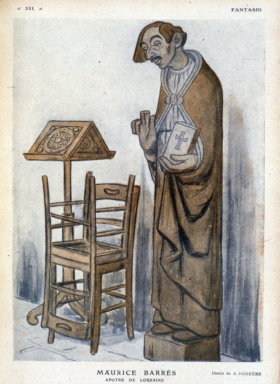 Maurice Barrès og apostel af Lorraine - Karikatur af Adrien Barrere (1877-1931) i "" Fantasio"" af Adrien Barrere