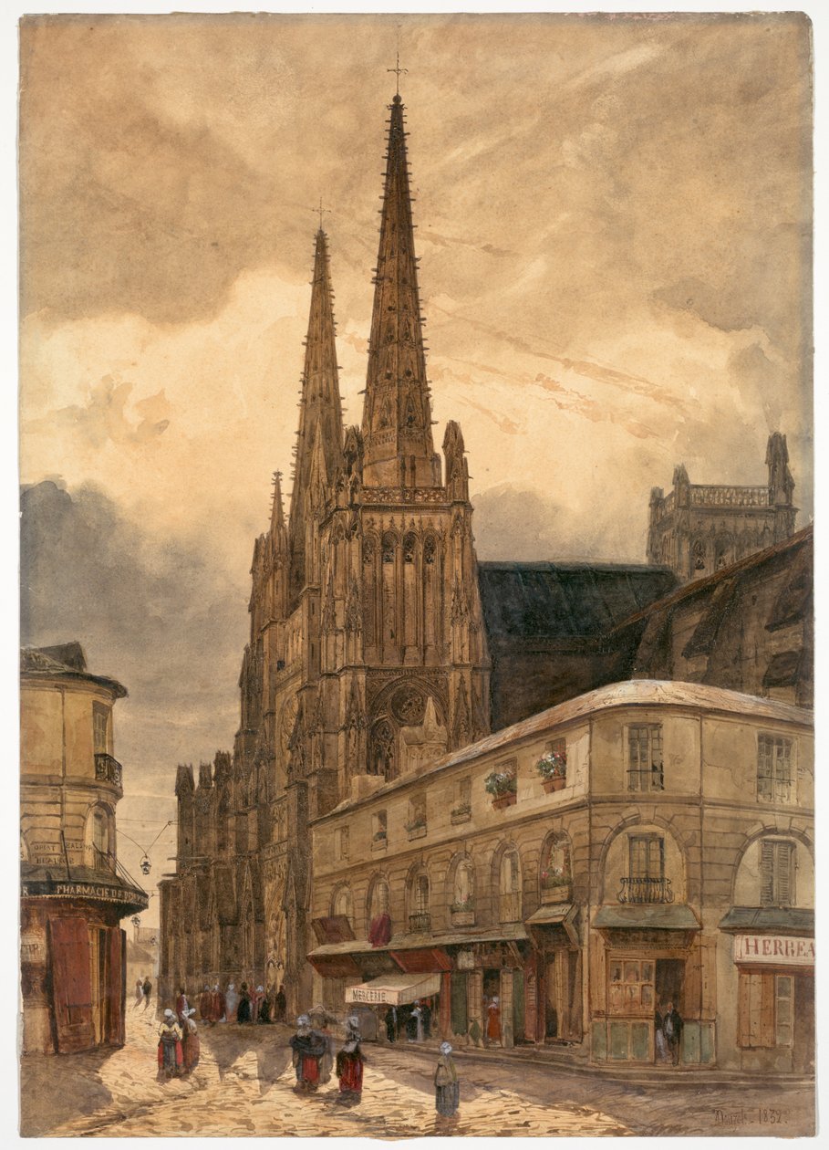 Sainte-André-katedralen i Bordeaux, 1832. af Adrien Dauzats
