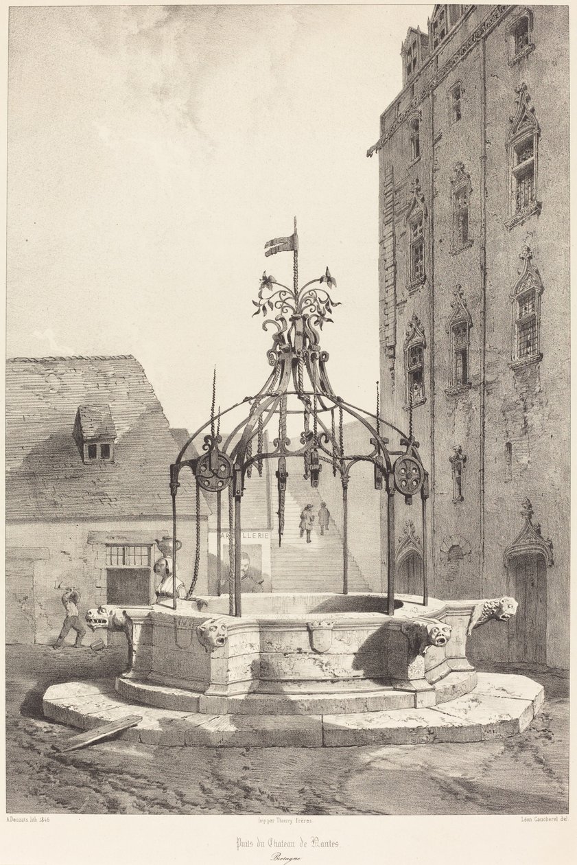 Brønd af Chateau de Nantes, Bretagne af Adrien Dauzats after Léon Gaucherel
