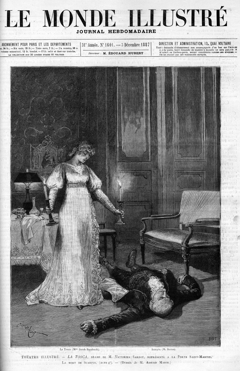 The Death of Scarpia (Monsier Berton), illustration af 4. akt af 