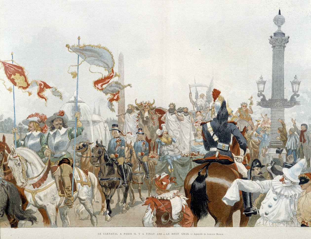 Karneval i Paris: beef gras - akvarel af Adrien Marie af Adrien Emmanuel Marie