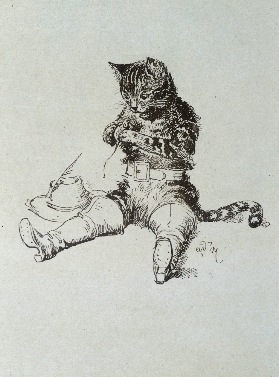 Puss in Boots - i "Les Contes de Fées"" af Charles Perrault, illustrationer af Adrien Marie af Adrien Emmanuel Marie