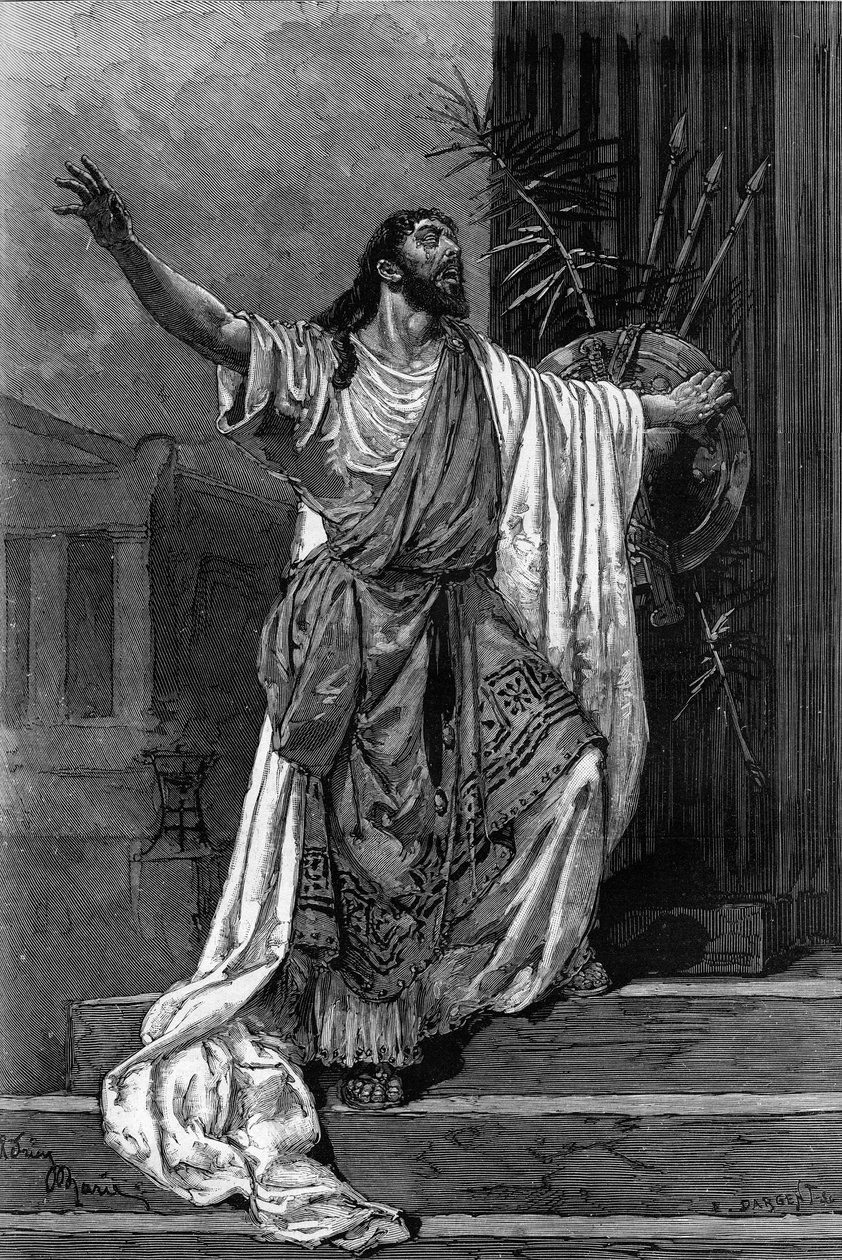 Portræt af komikeren Jean Sully Mounet dit Mouney-Sully (Mounet Sully) (1841-1916) i rollen som Ødipus for stykket "" Oedipus roi"" ved Comedie Francaise af Adrien Emmanuel Marie