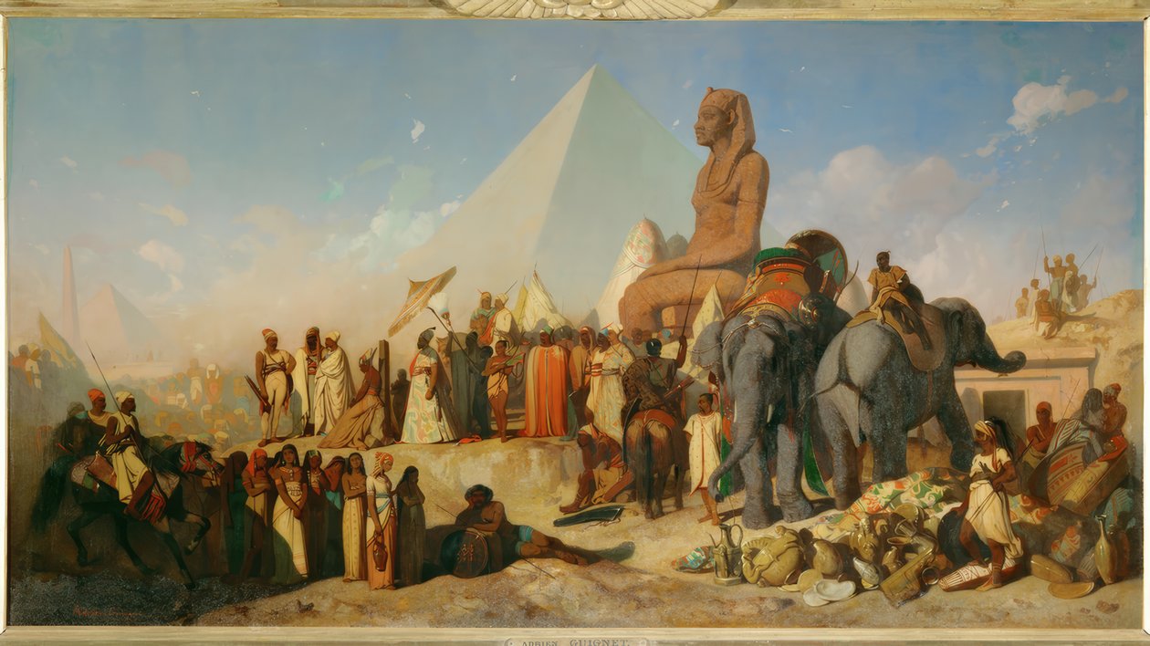 Cambyses og Psammetich af Jean Adrien Guignet