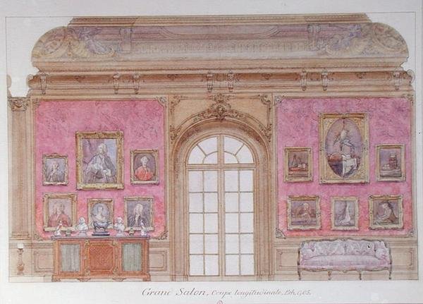 Grand Salon i Jacques Doucets lejlighed (akvarel på papir) af Adrien Karbowsky