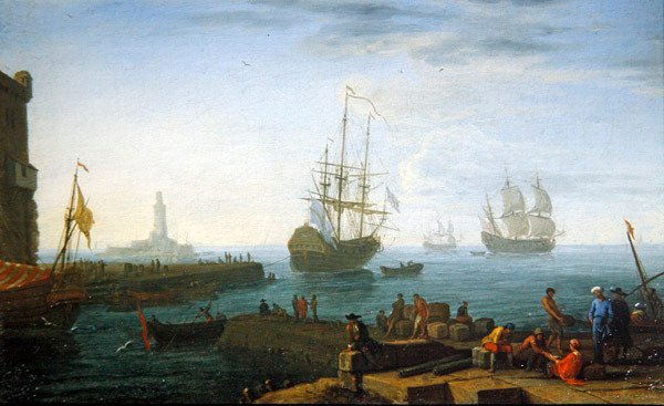 Middelhavets havnescene af Adrien Manglard