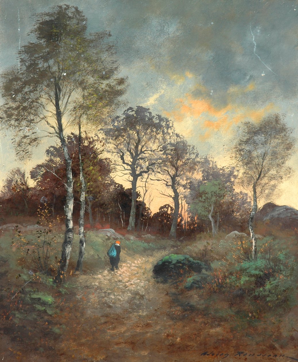 Figur Gå gennem et skovområde af Adrien Rousseau