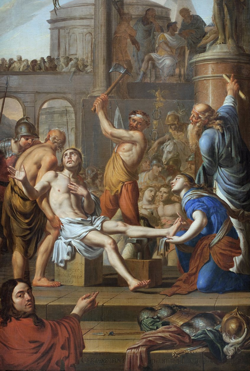 Sankt Adriens martyrium (død 306). Maleri af Adrien Sacquespee (1629-1688), olie på lærred af Adrien Sacquespee