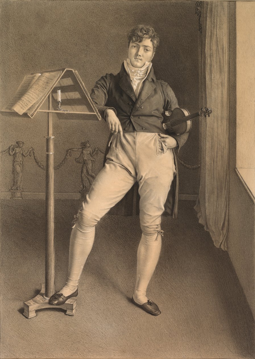 Portræt af violinisten Jean Vidal (1789-1867) af Adrien Victor Auger