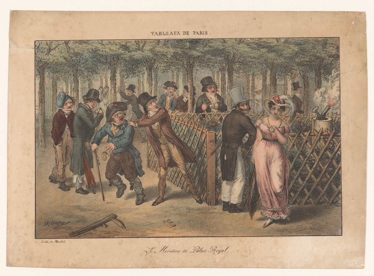 Solur af Palais-Royal Le Meridien du Palais Royal Parisiske scener (serietitel) Tableaux de Paris (serietitel på objekt) af Adrien Victor Auger