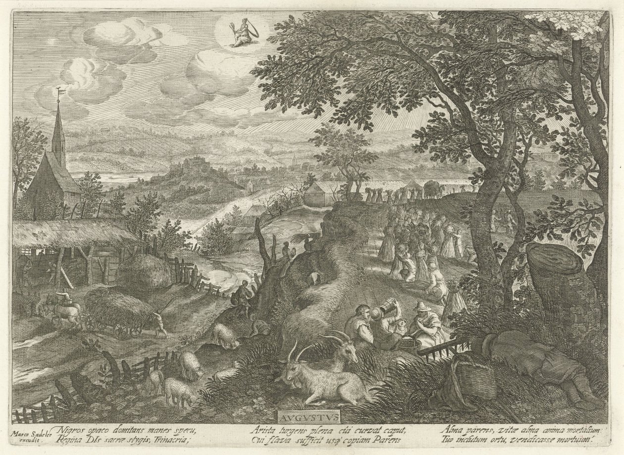 august Avgvstvs (titel på objekt) De tolv måneder (serietitel) af Egidius  Sadeler (II)
