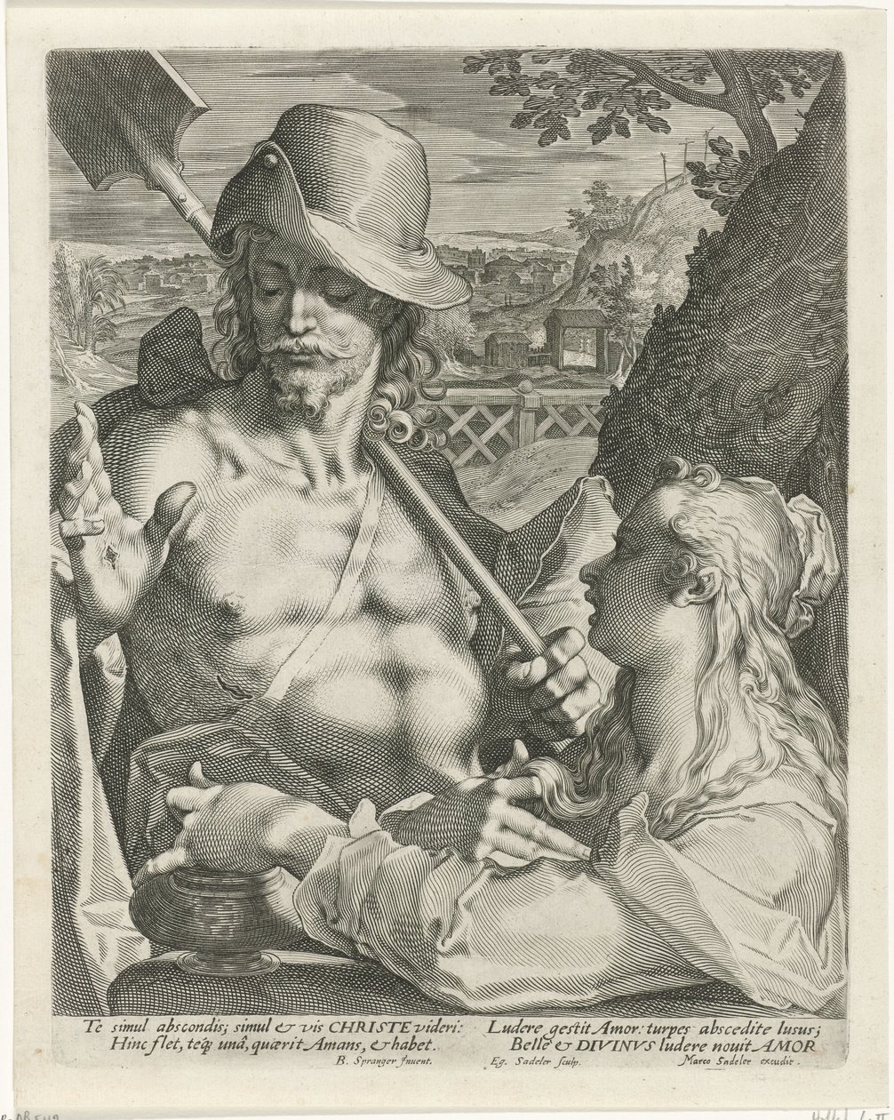 Kristus viser sig som gartner for Maria Magdalene (Noli mi tangere) af Egidius  Sadeler (II)