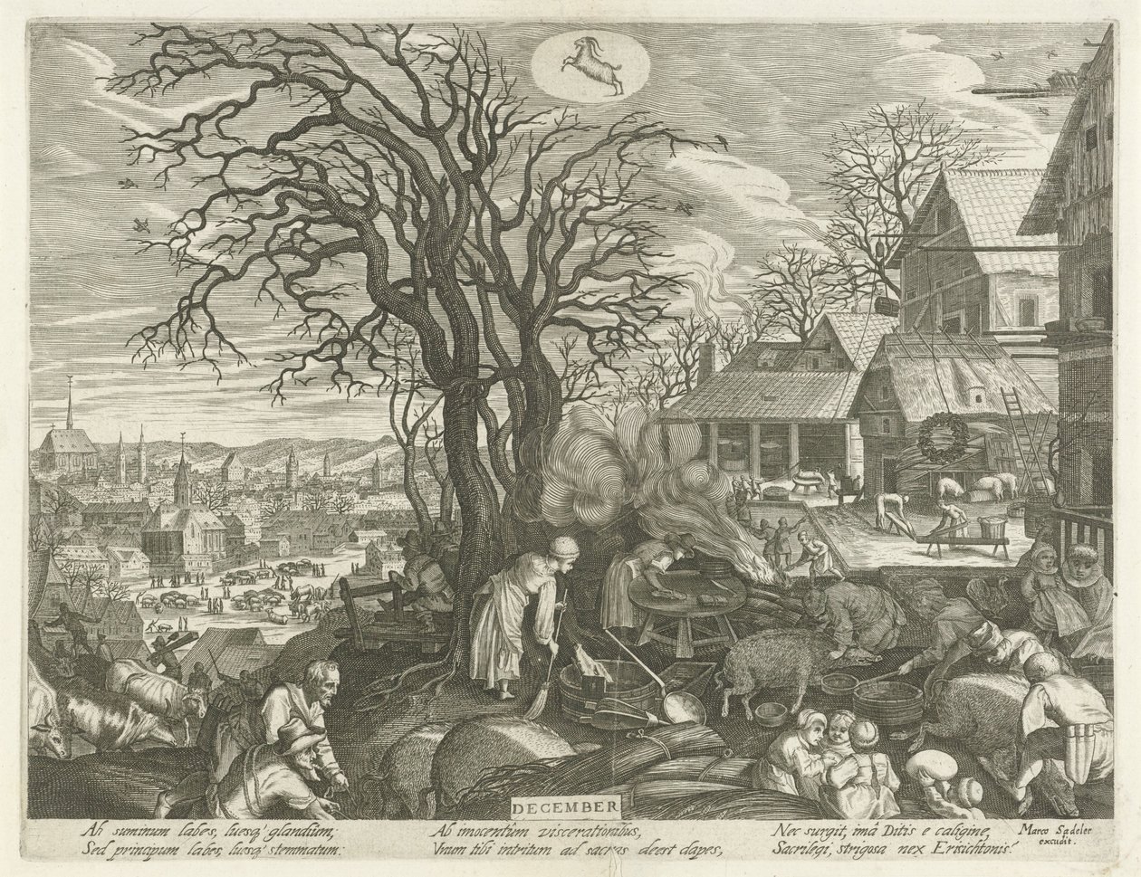 december (titel på objekt) De tolv måneder (serietitel) af Egidius  Sadeler (II)