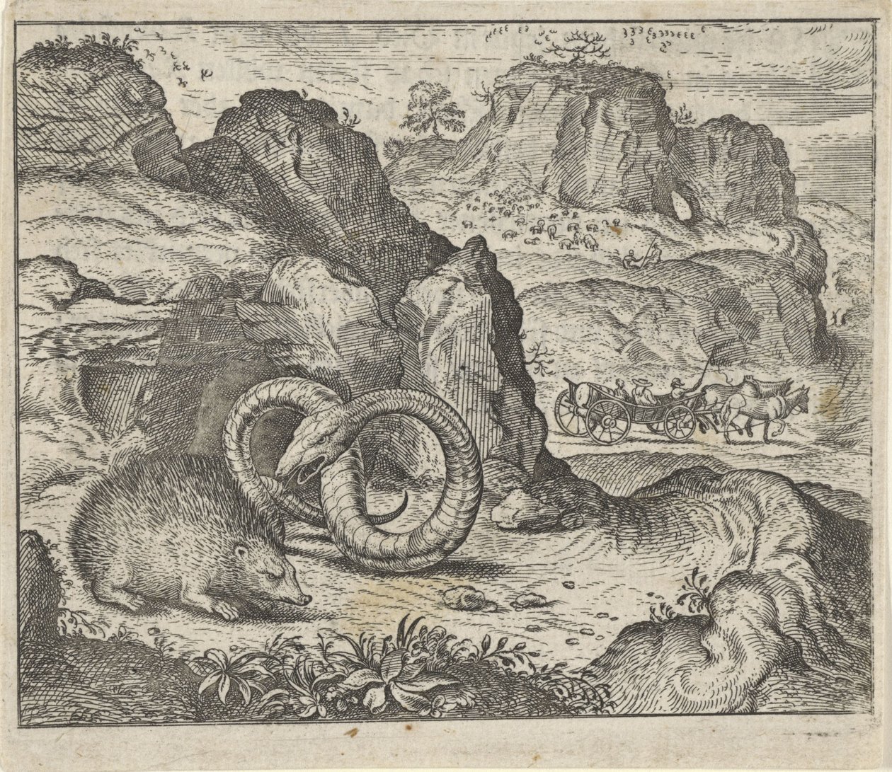 Fabel om pindsvinet og slangen af Egidius  Sadeler (II)