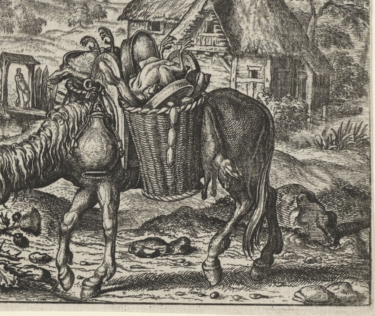 Fabel om æslet fyldt med lækkerier af Egidius  Sadeler (II)