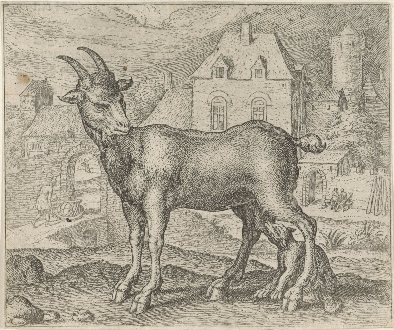Fabel om geden og den unge ulv af Egidius  Sadeler (II)