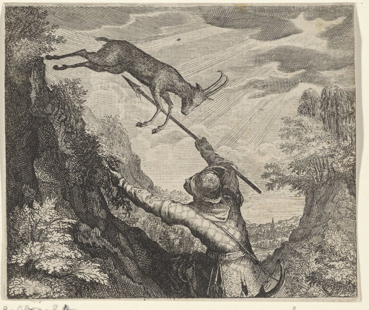 Fabel om gemsene og jægeren af Egidius  Sadeler (II)
