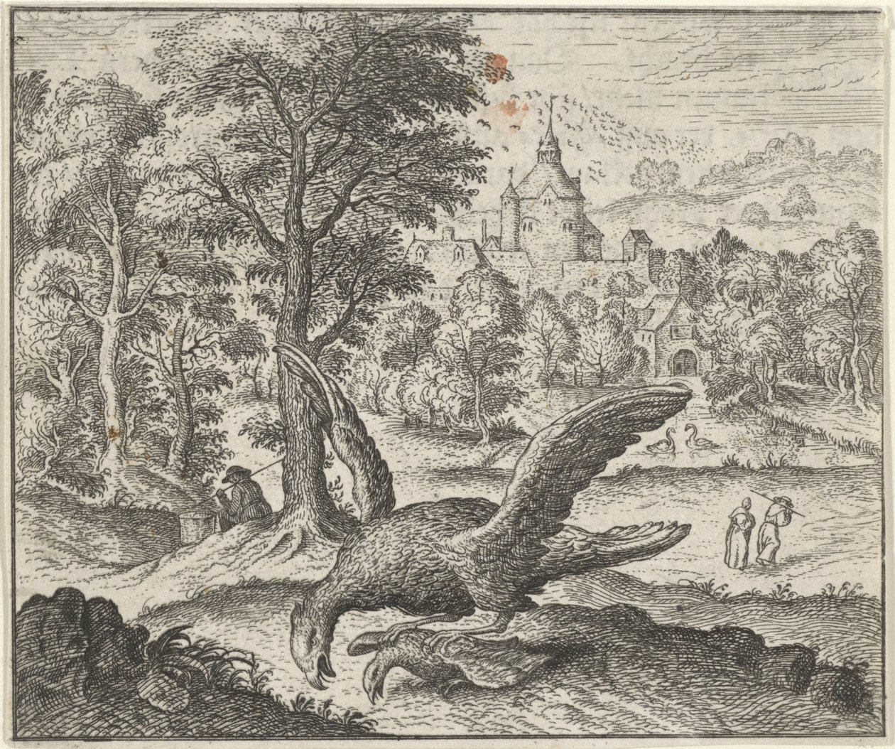 Fabel om gribben og nattergalen af Egidius  Sadeler (II)