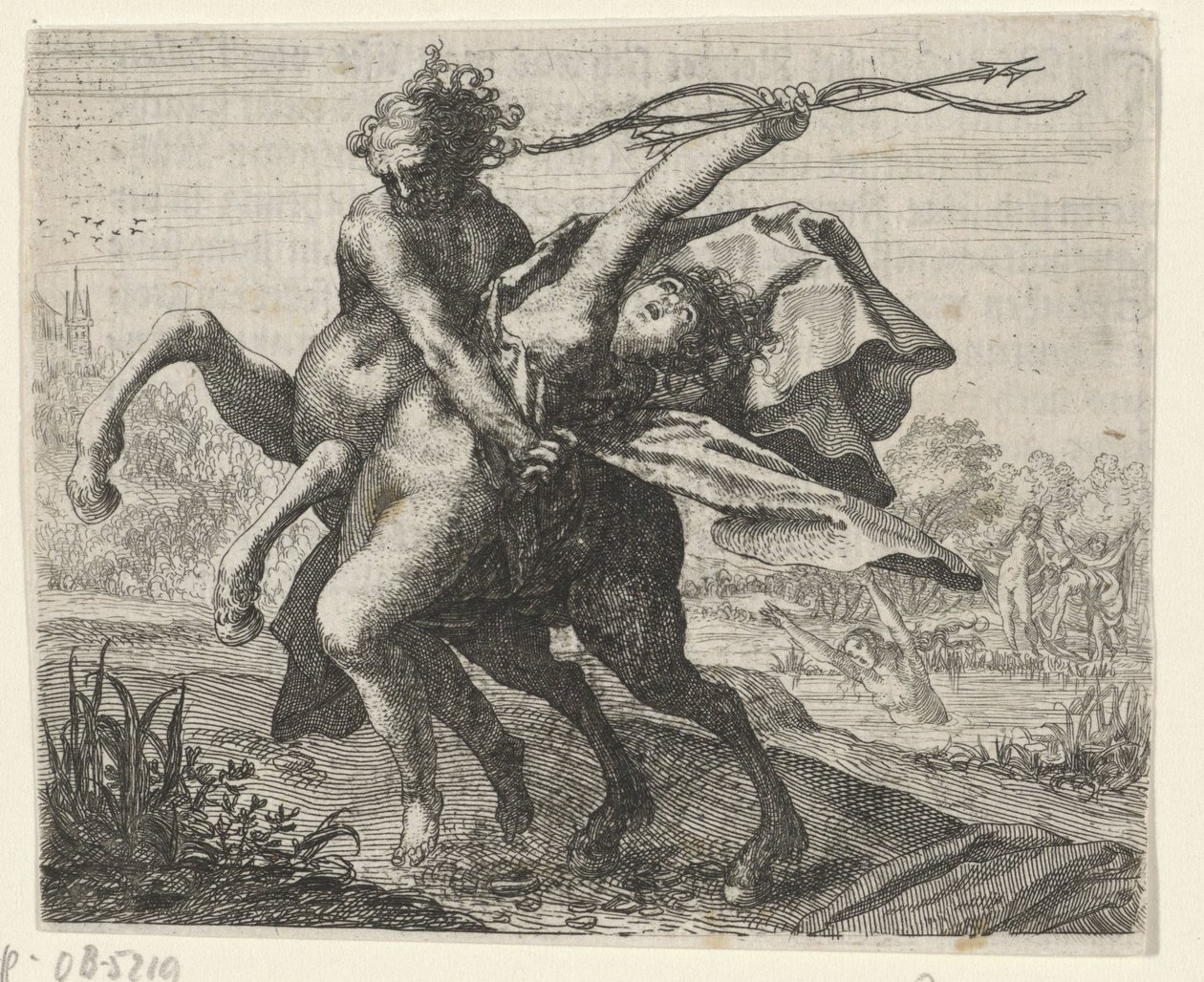 Fabel om kidnapningen af ​​en kvinde af en kentaur af Egidius  Sadeler (II)