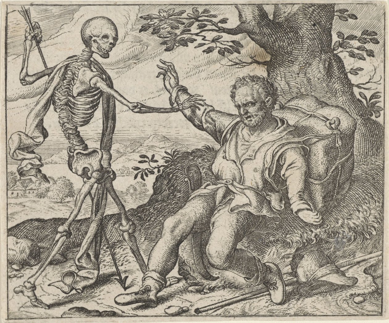 Fabel om den gamle mand og døden af Egidius  Sadeler (II)