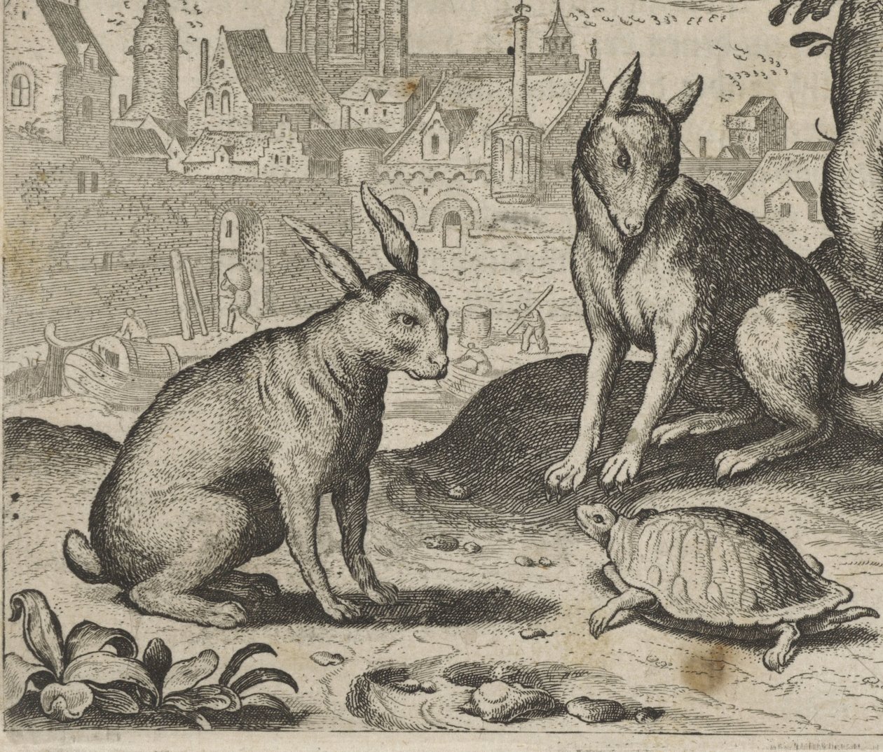 Fabel om skildpadden og haren af Egidius  Sadeler (II)