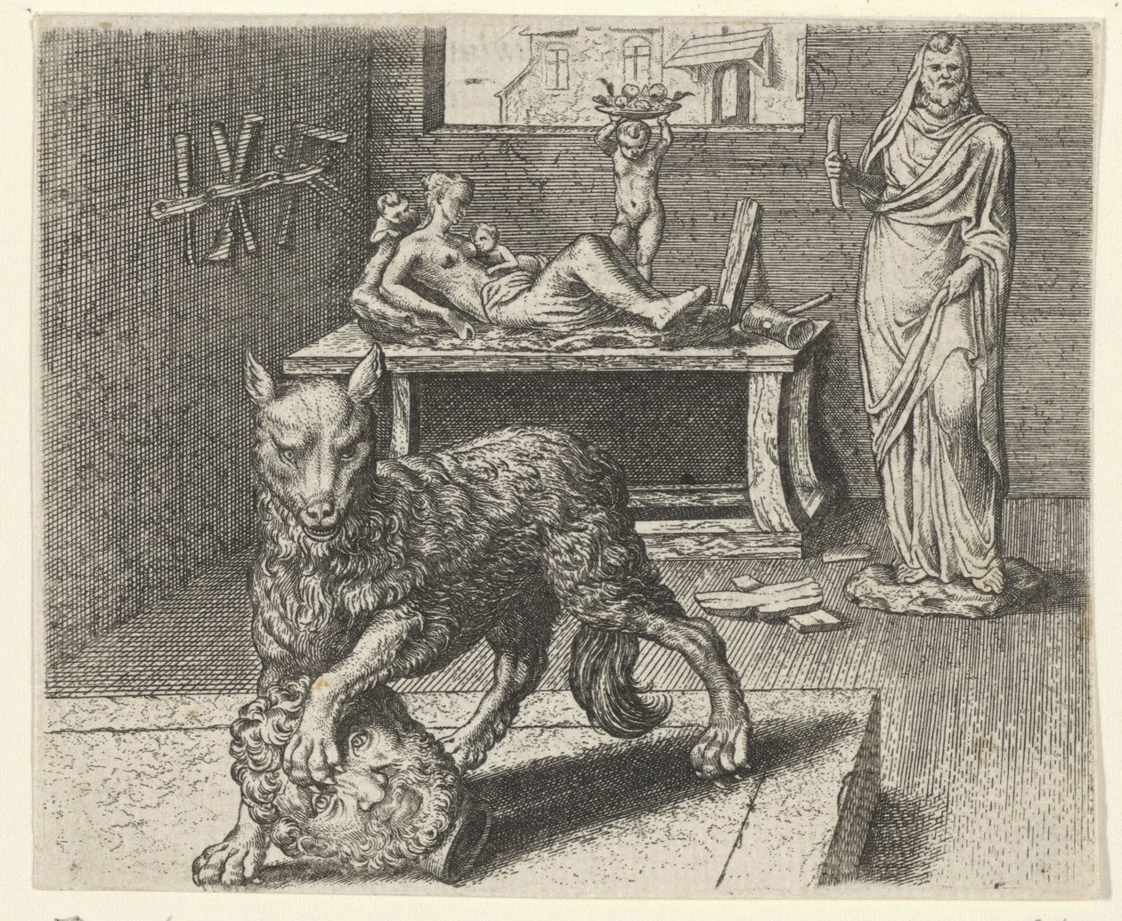 Fabel om ulven og statuen af Egidius  Sadeler (II)