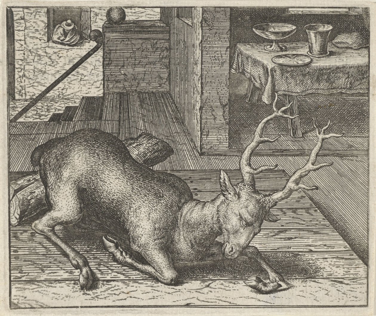 Fabel om den berusede hjort af Egidius  Sadeler (II)