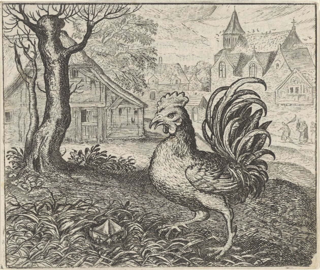 Fabel om hanen og diamanten af Egidius  Sadeler (II)