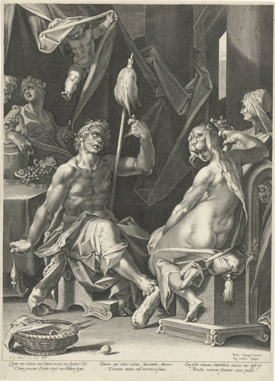 Hercules i Omphale af Egidius  Sadeler (II)