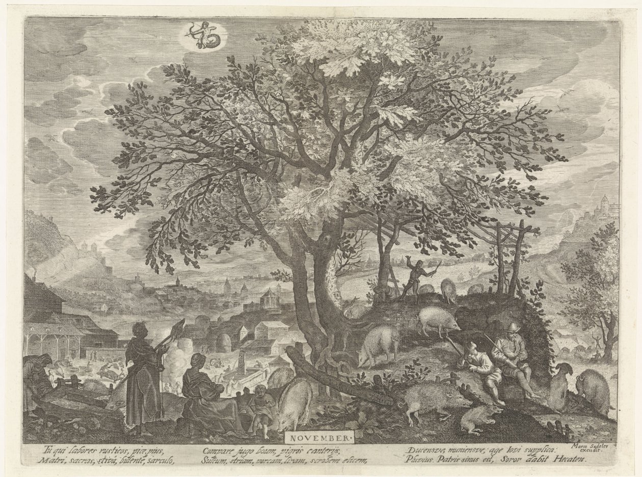 november (titel på objekt) De tolv måneder (serietitel) af Egidius  Sadeler (II)