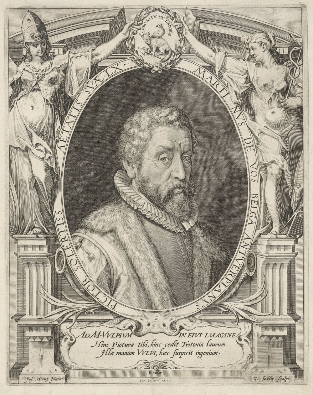 Portræt af Maerten de Vos i en alder af 60 af Egidius  Sadeler (II)
