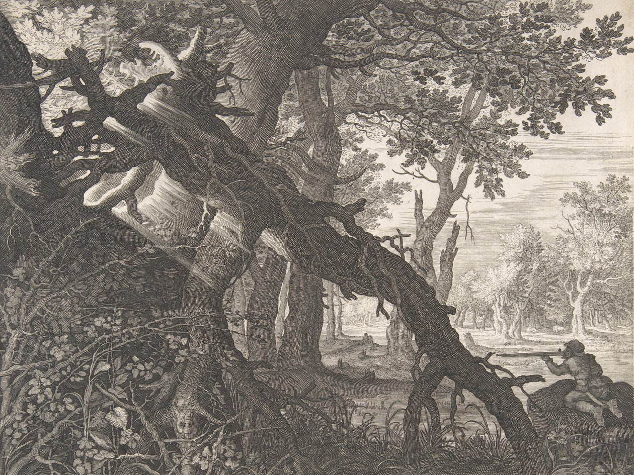 En skov med en kaninjagt,.n.d. af Aegidius Sadeler II