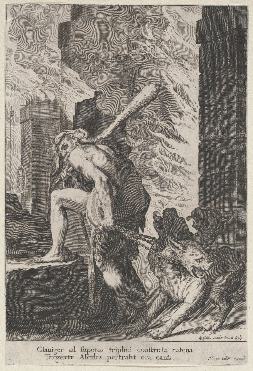 Herkules og Cerberus, 1586-1629. af Aegidius Sadeler II