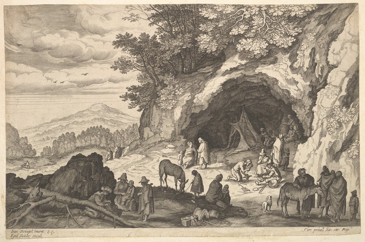Landskab med Gypsy Camp, n.d. af Aegidius Sadeler II