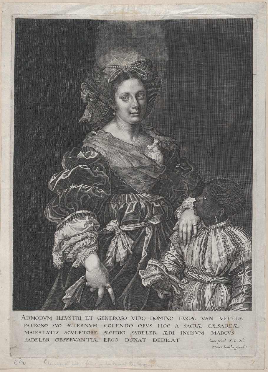 Laura Dianti med en sort side, 1600-1627. af Aegidius Sadeler II