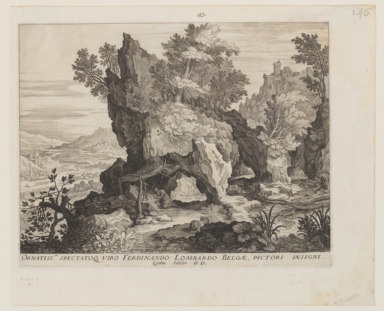 Klippelandskab med Sankt Hieronymus af Aegidius Sadeler II