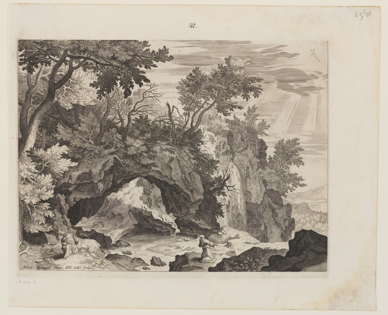 Rocky Landscape med stigmatiseringen af St. af Aegidius Sadeler II