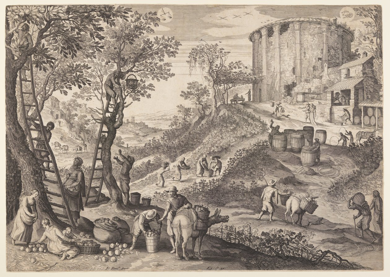 September/oktober, fra De tolv måneder af Aegidius Sadeler II