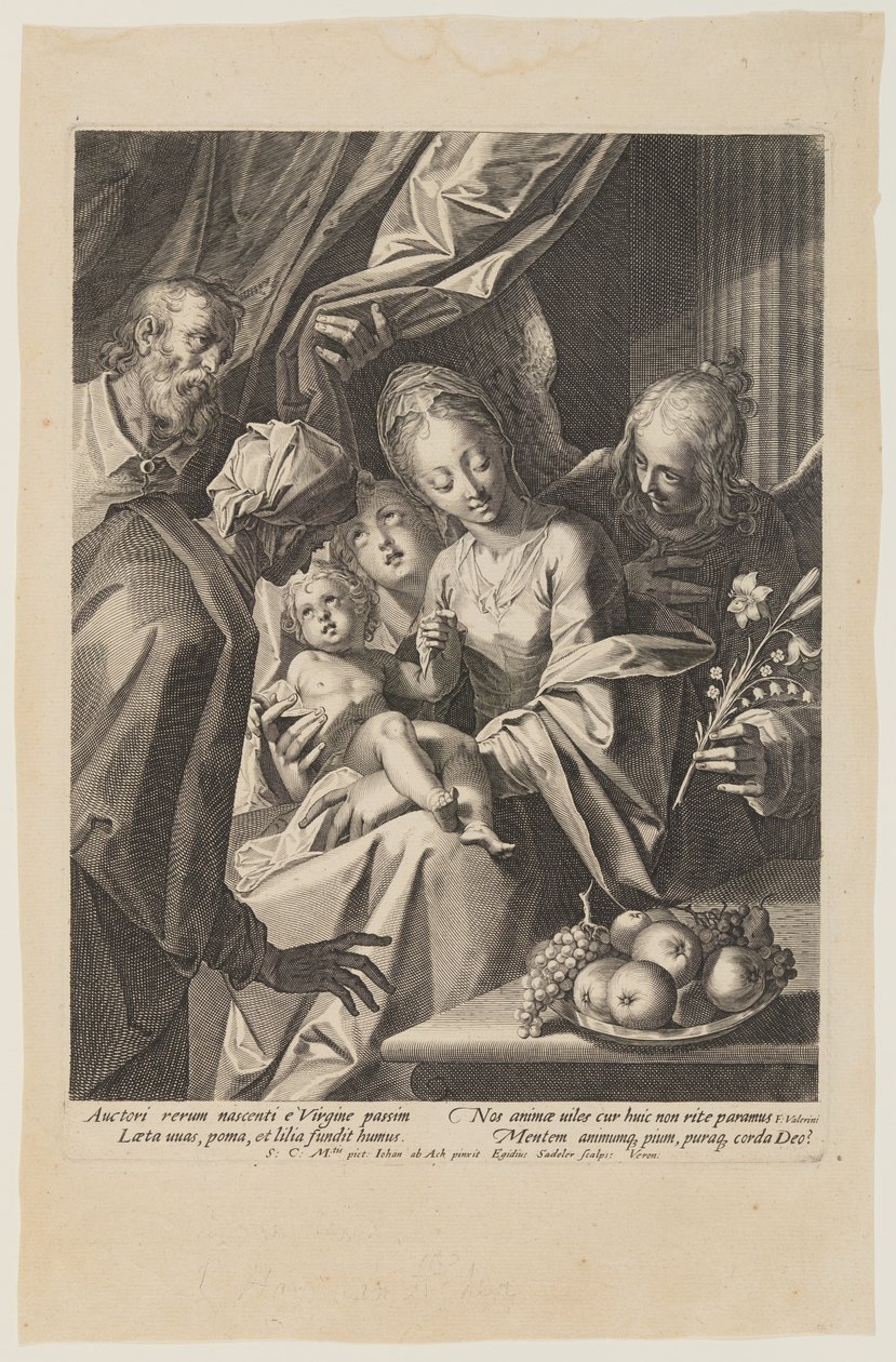 Den hellige familie med Sankt Anna og to engle af Aegidius Sadeler II