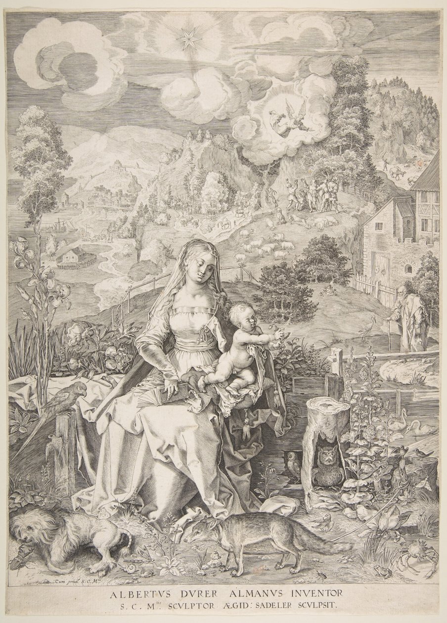 Jomfru og barn i et landskab, ca. 1597. af Aegidius Sadeler II