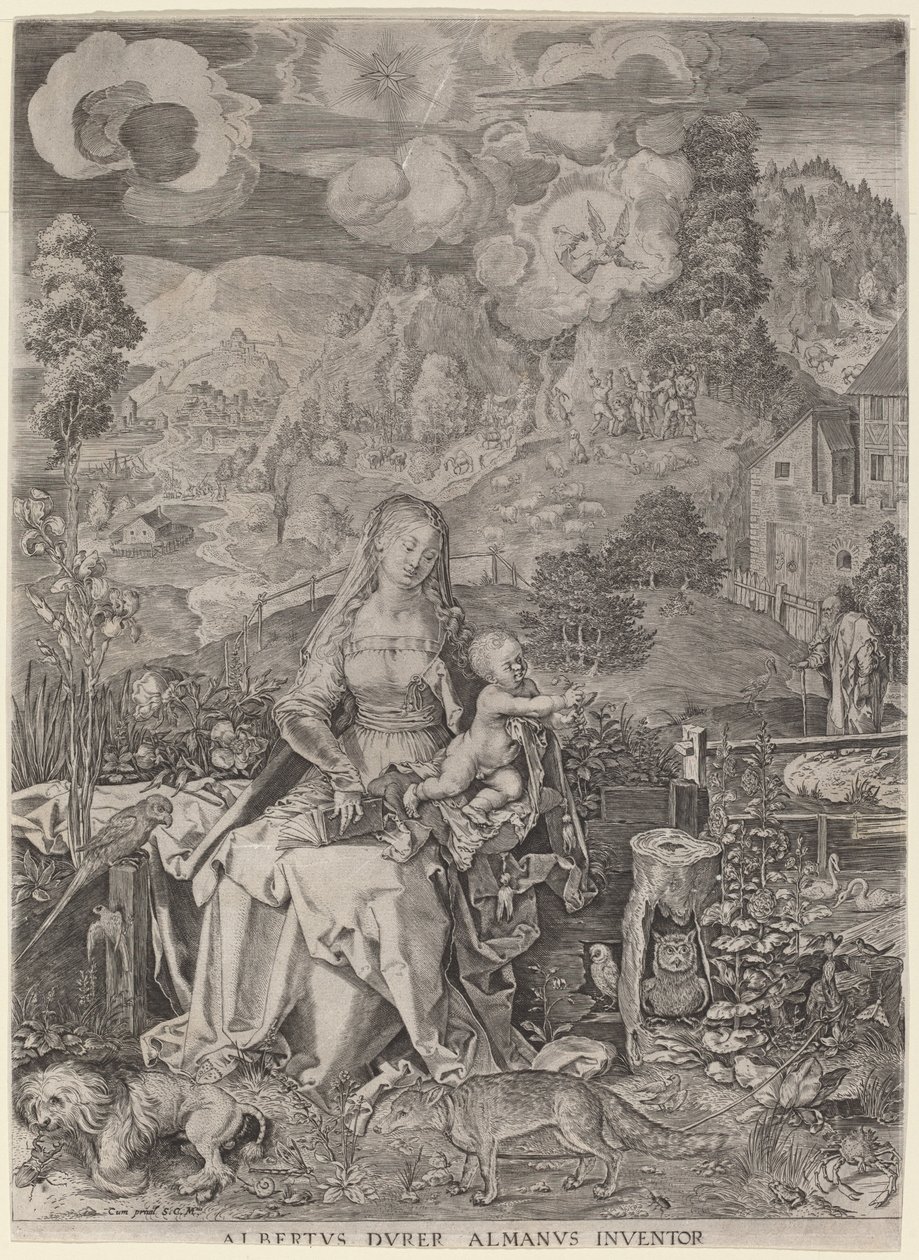 Jomfru og barn i et landskab af Aegidius Sadeler II after Albrecht Dürer